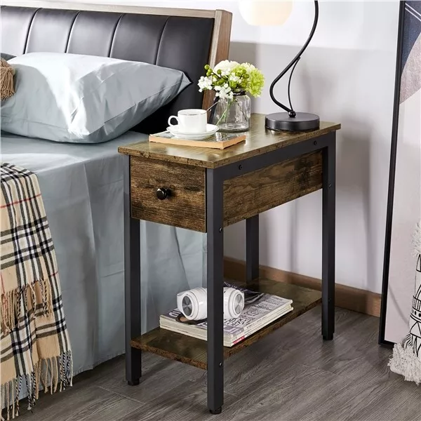 Narrow industrial bedside table online