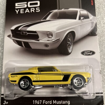 2013 Hot Wheels 50 Years 1967 Ford Mustang Yellow 2/8 New On Card