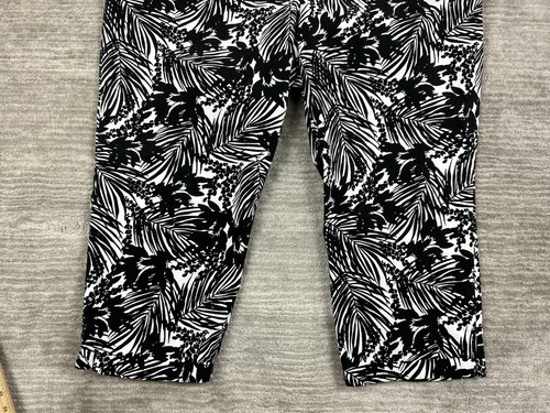 Lane Bryant Pants Womens 28 Black White Floral Leaves Cuffed - Picture 3 of 12