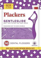 Plackers Gentleslide Dental Flossers Mint Blast Flavor Soft Floss 90 Count