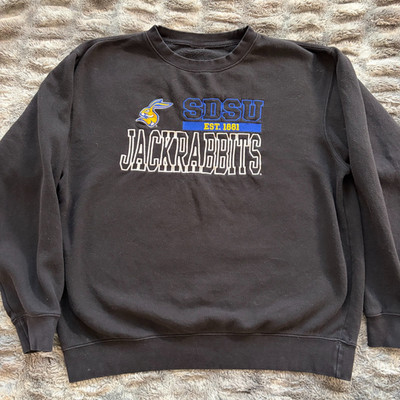 SDSU South Dakota State Jackrabbits Crewneck Sweatshirt Black Men's Large