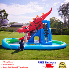 Happy Hop Dinosaur Cave Adventure Inflatable Water Slide Pool Bounce House Blowe