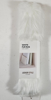 White Fur Rug 11.4'' x 9.8'' U Brands Locker Style Soft Decorative Mat NEW