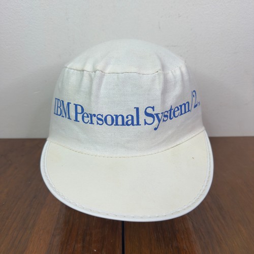 Vintage IBM Personal System/2 Painters Hat Cap 80s 90s Computer Technology White