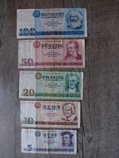 DDR Mark  Geldscheine original 5/10/20/50/100