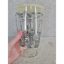 Vintage Mid-Century Modern Large 32-Oz Glass Cocktail Shaker w/ Cocktail Recipes