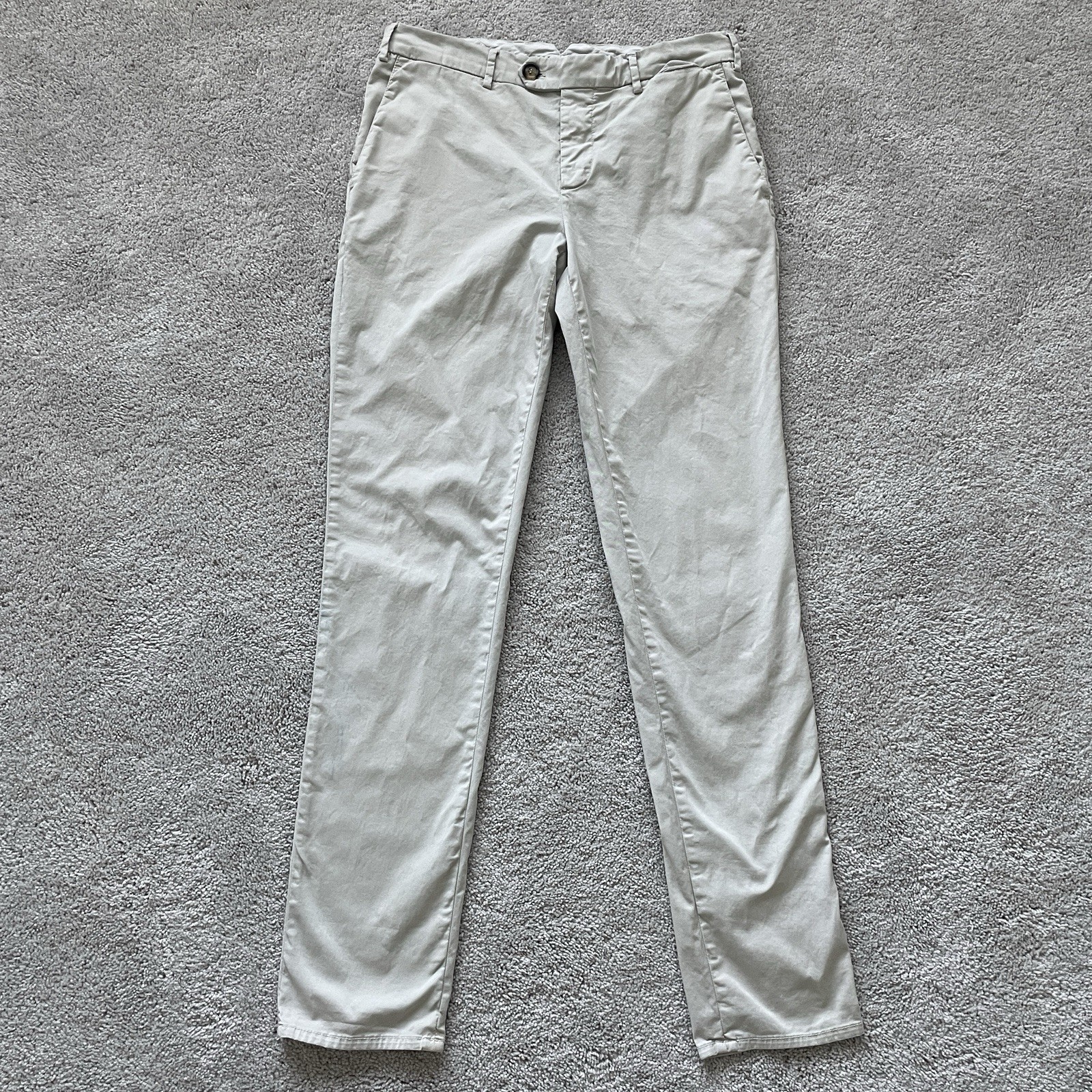 BRUNELLO CUCINELLI 595$ SRP Beige Italian Fit Trousers 48 Pima Cotton Gabardine