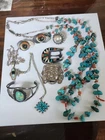 Vintage NAVAJO 925 Turquoise Cuff bracelet G Ramone Necklace Mexico Ring Brooch