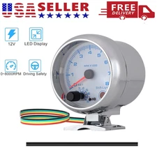 3.75" 12V Car Tachometer Gauge Meter 0-8000 RPM With LED Shift Light Universal