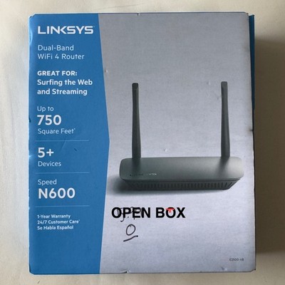 1786 | Linksys E2500 N600 Dual-Band WiFi 4 Wireless Router Black **OPEN BOX**