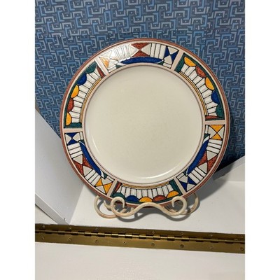 Mikasa Intaglio Collage CAC84 Dinner Plates Set of 4 Geometric Abstract 10.75 in