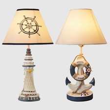 Nautical Style Bedside Table Lamp Anchor Rudder Nightstand Lamp for Bedroom Deco