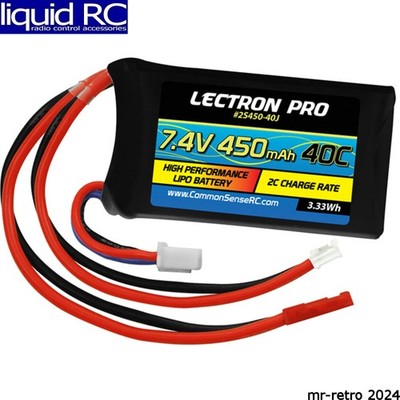 Common Sense RC 2S450-40J 7.4v 450mah 40c LiPo Battery with Jst and Scx24