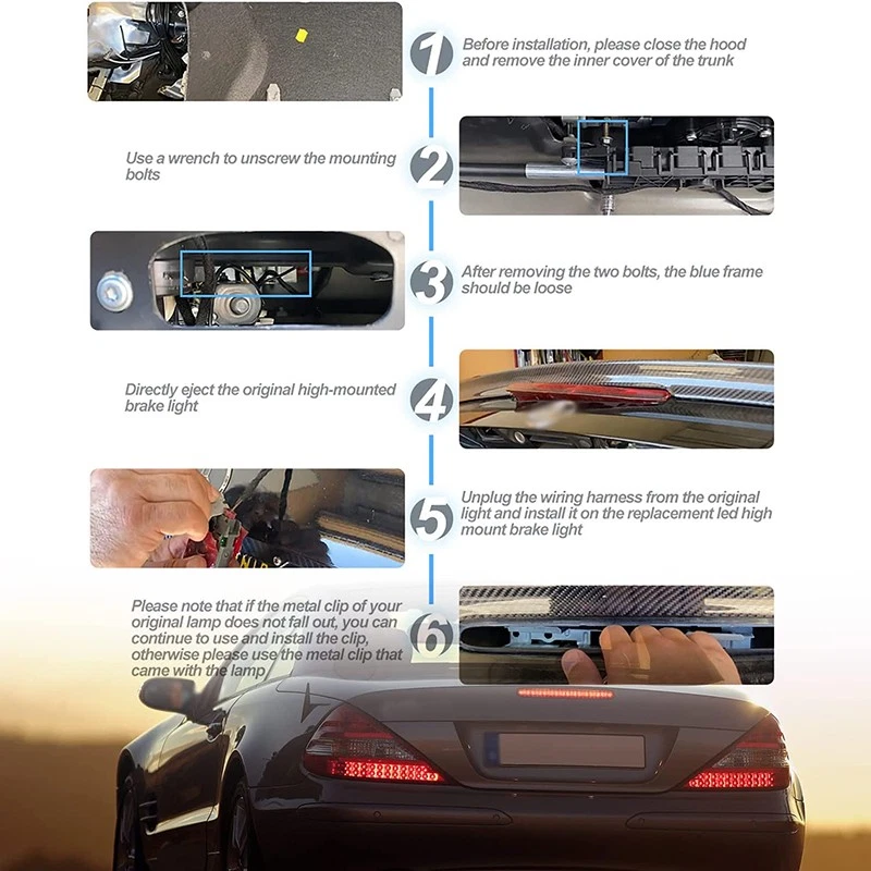 For 2003~12 Mercedes Benz R230 SL500 SL550 SL55 Third Brake Stop Light Assembly - Изображение 2 из 4