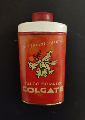 VINTAGE BORATE TALC METAL TIN CONTAINER BOX HANGING