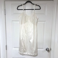Vintage 70s Sears Antron III Nylon Full Slip Dress White Lingerie Layer Party