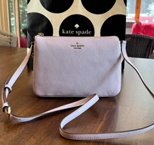 Kate Spade Leila Pebbled Leather Triple Gusset Crossbody in Lilac Moonlight