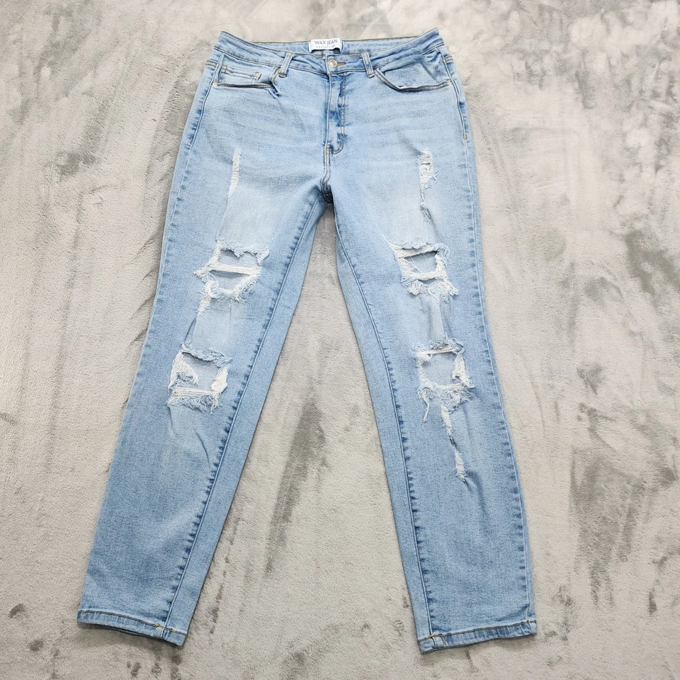 Wax Jean Collection Jeans Womens 13/31 Blue Distressed Ripped High Rise Skinny - Image 2 of 4