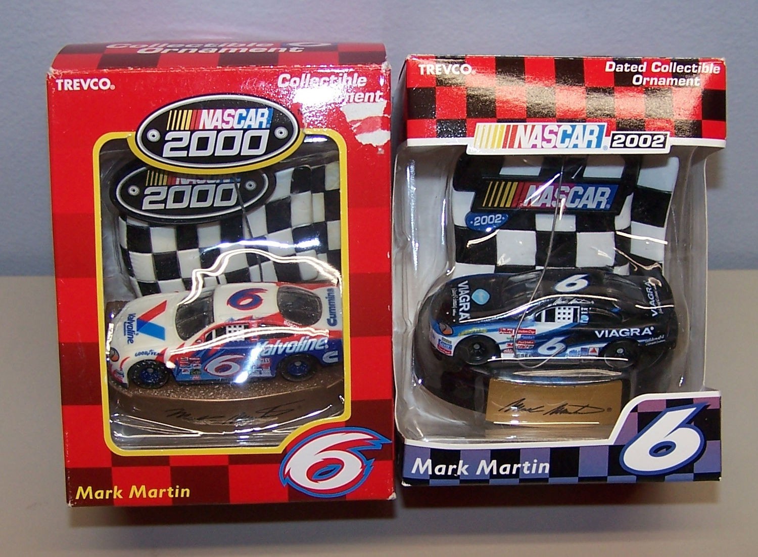 Trevco NASCAR Mark Martin #6 Valvoline Collectible Ornament  (Lot of 2)