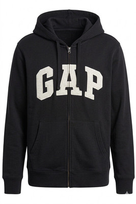Gap Men's M Black Full Zip Fleece Hoodie Long Sleeve Pockets Logo