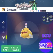 Pokemon Legends ZA ✨ SHINY Greavard ALPHA Lv45 Adamant/6IV MAX EV Gold Bot Ca