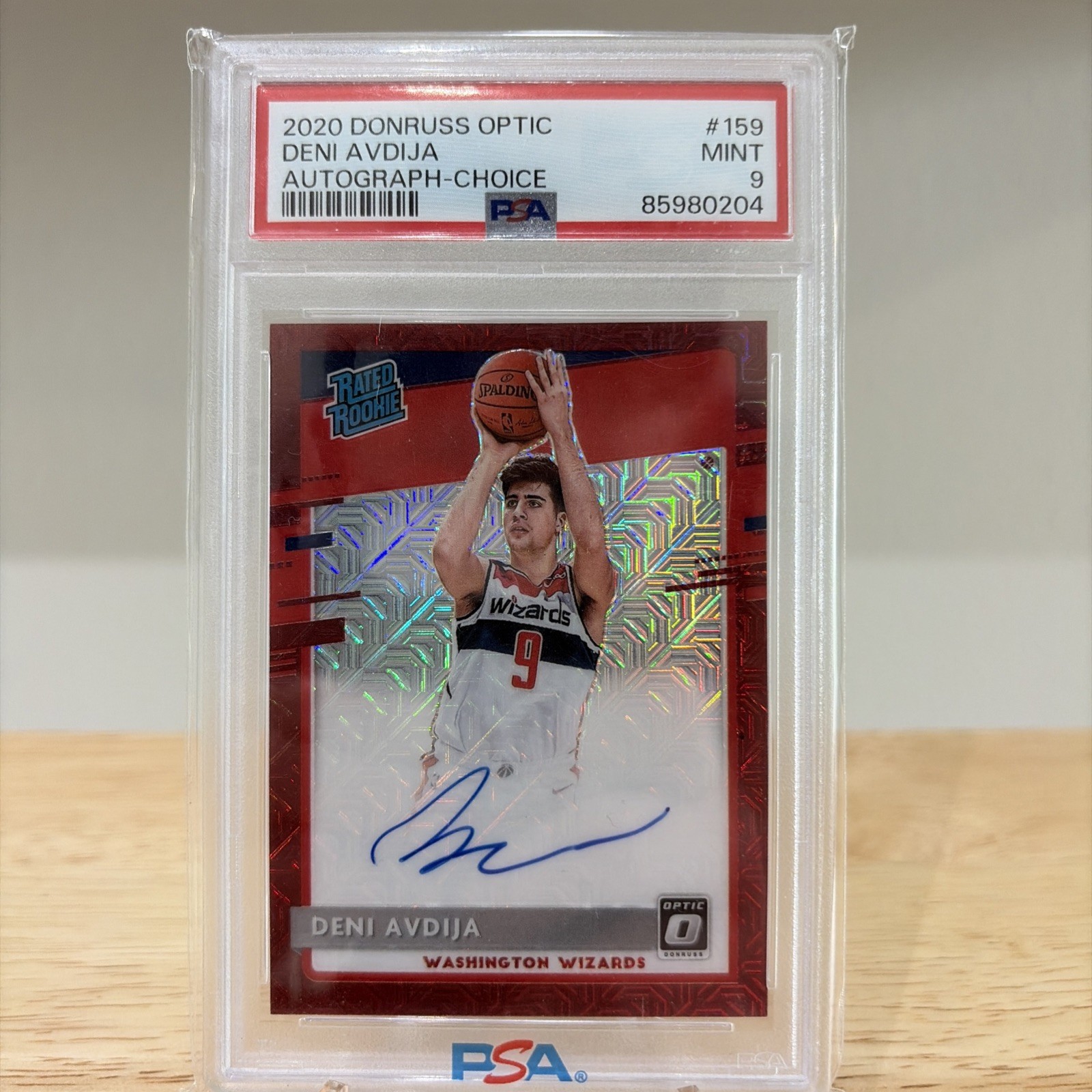 2020-21 Donruss Optic Deni Avdija RC Rookie ON CARD AUTO Choice Red #159 BLAZERS