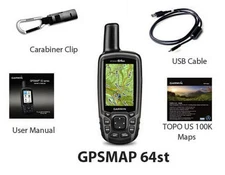 GARMIN GPSMAP 64ST, ; Preloaded TOPO U.S. 100K maps , Alt+Comp, unused
