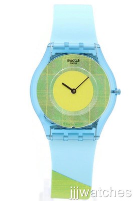 New Swiss Swatch ACID MADRAS 03 Silicone Skin Watch 34mm SSO8Z104 $135