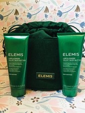 ELEMIS🌿  Lime & Ginger Velvet Body Butter 2 X 100ML & Elemis Toiletries Bag NEW