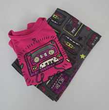 Xhilaration Girls XS 4/5 2pc Fleece Pajama Set Pink/Gray Cassette Flame