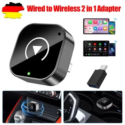 2-in-1 Wireless CarPlay Android Auto Adapter Plug & Play USB  for iPhone Android