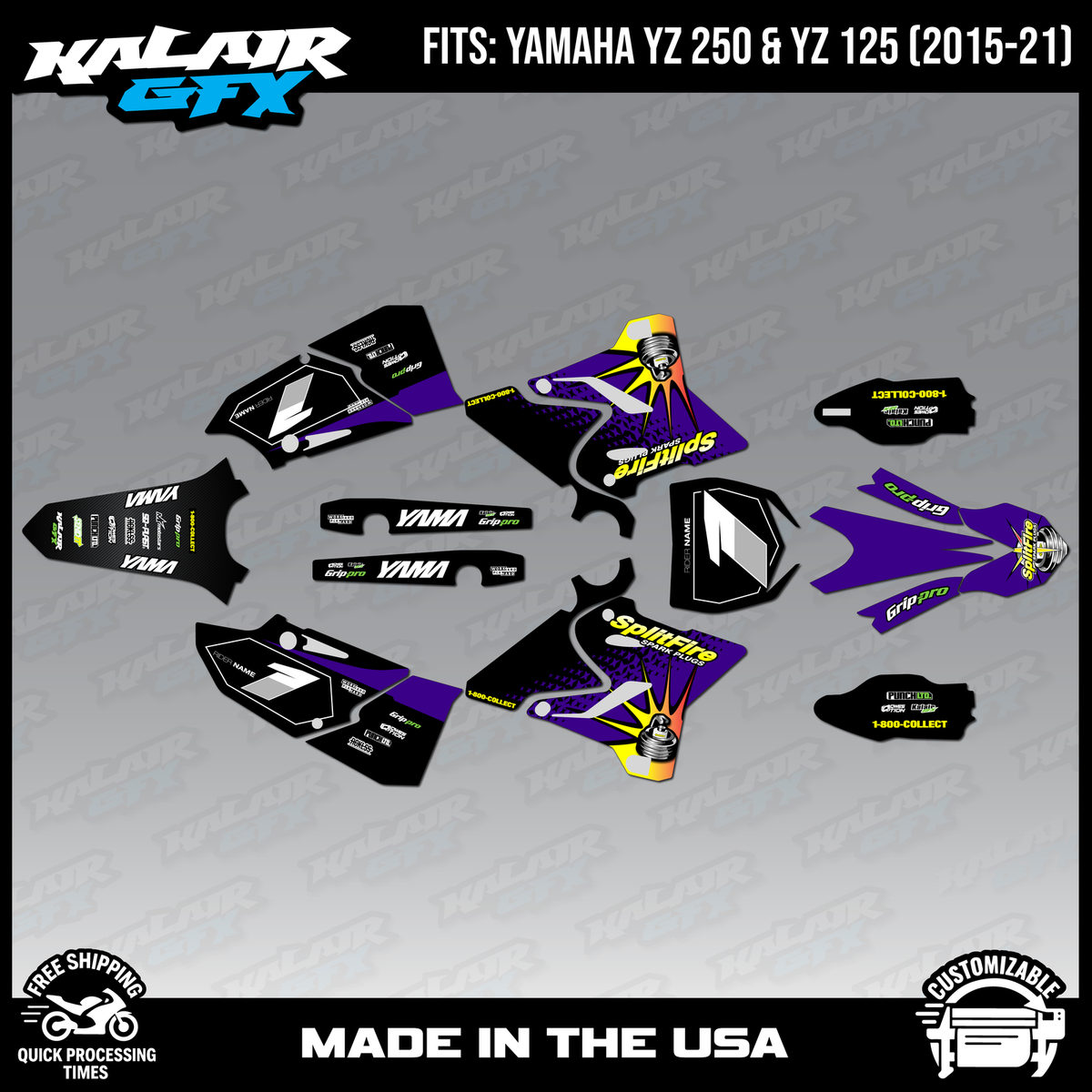 Graphics Kit for Yamaha YZ125 and YZ250 (2015-2021) Lancaster
