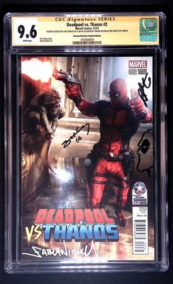 Deadpool vs Thanos #2 Marvel 2015 CGC 9.6 3x SIGN REMARK Starlin Nicieza Seeley