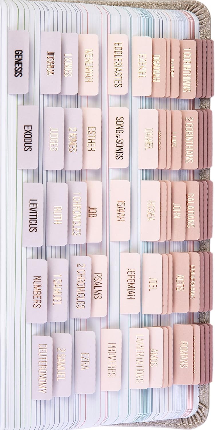 DiverseBee Laminated Bible Tabs (Rose Gold Embossed Lettering), Pearl 