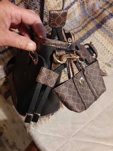 Lovely River Island Black /Brown Monogram Handbag Perfect Condition! - Picture 4 of 15