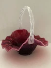 Fenton Plum Opalescent Hobnail Basket 9-3/4”