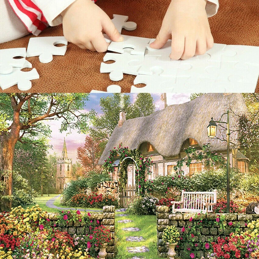 Jigsaw Puzzle Toy 1000 piece For Adults Fun Games England Cottage DIY Puzzles - Image 3 of 4