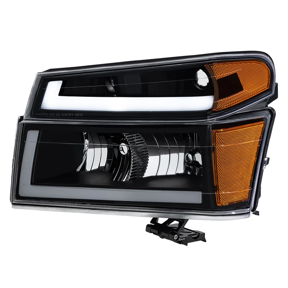 Pair Black LED DRL Headlights Assembly For 04-12 Chevrolet Colorado GMC Canyon Foto 4 de 4