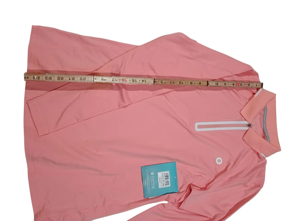 Polo de golf Coolibar Victory Lap manga larga 1/4 cremallera UPF 50 para mujer pequeño rosa nuevo con etiquetas Foto 2 de 4