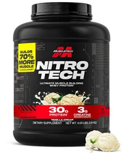 Muscletech Nitro-Tech Whey Protein Isolate Powder Vanilla Cream 4lb Muscle Build