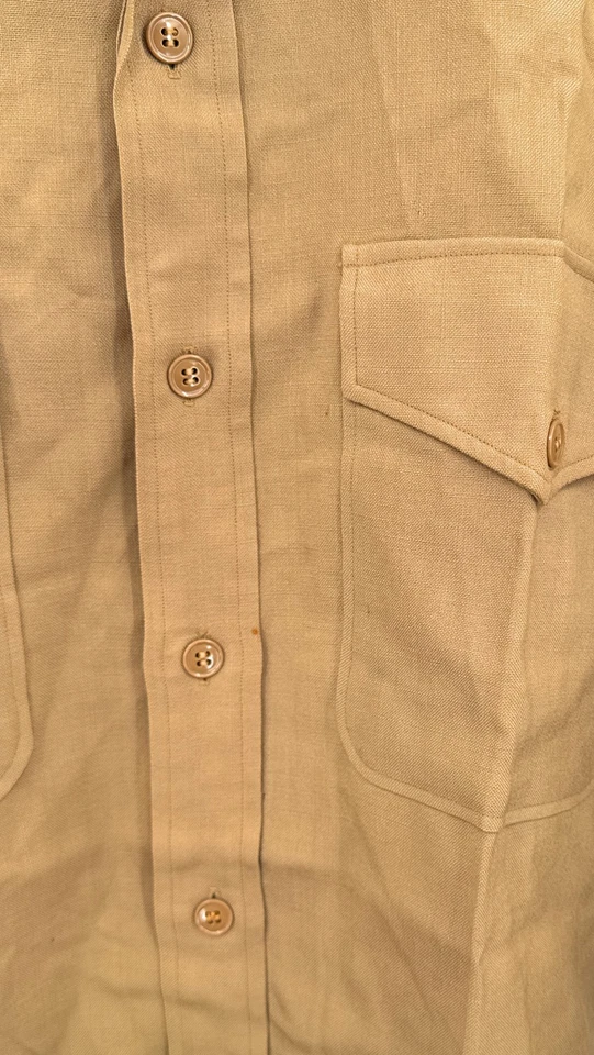 Vintage Creighton USMC Beige Men’s Wool Long Sleeve Button Up Shirt - Image 2 of 4