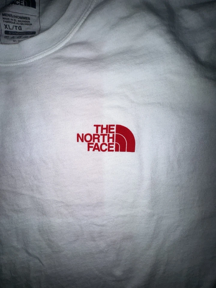 Camisa manga larga The North Face para hombre XL blanca roja logotipo senderismo aire libre algodón Foto 4 de 4