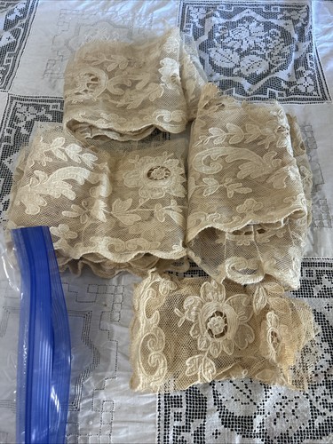 Antique Edwardian French Tambour Net  European Lace  Pieces, Parts