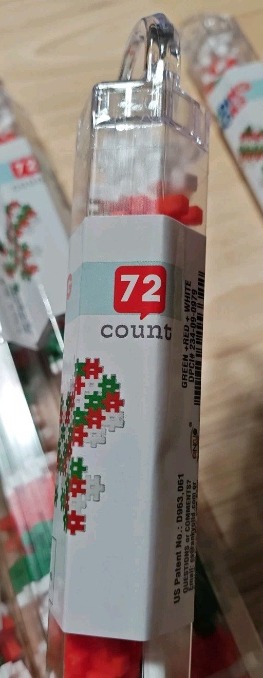 Lot of 12 (72 pcs tube) Hashtag Building Blocks Christmas - Red Green White