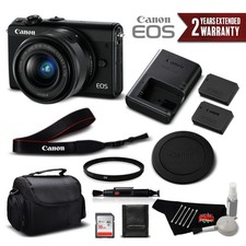 Canon EOS M100 Mirrorless Digital Camera +15-45mm Lens (Black) 2209C011 (Intl Mo