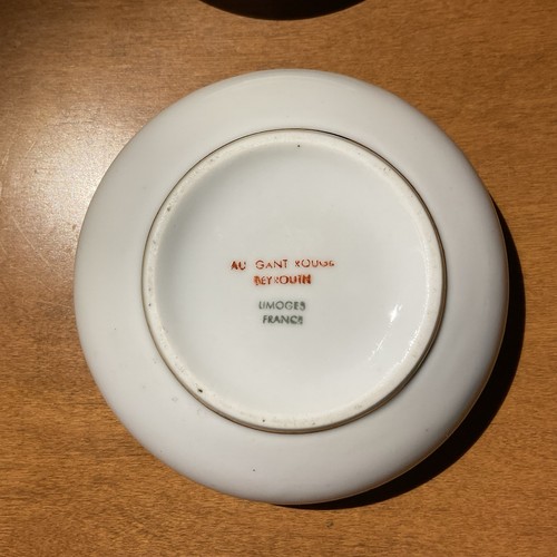 Au Gant Rouge- Beyrouth Limoges Covered Trinket Bowl with Flying Duck Over Pond - Afbeelding 6 van 9