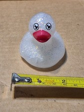 Duck Figure Pink Bill Iridescent Glitter Sparkles Rubber Ducky Toy