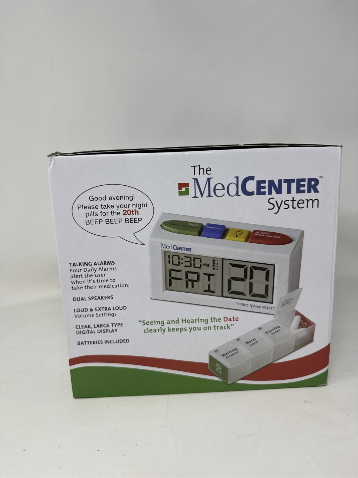 MedCenter System 31 Day Pill Dispenser Organizer w/Alarm Reminder NEW
