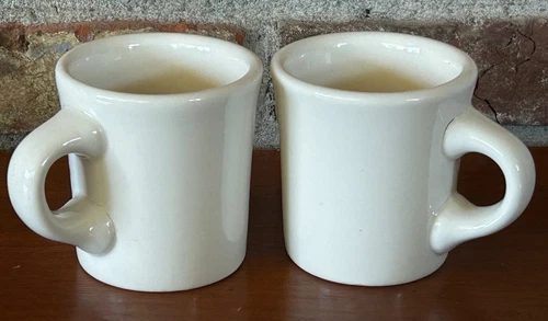 Set of 2 VTG Buffalo USA Heavy Thick Restaurant Ware Off-White Coffee Cups Mugs