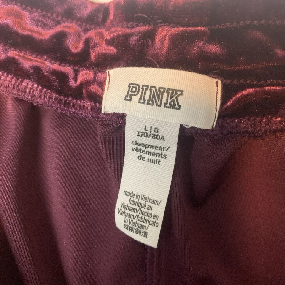 Shorts Victoria's Secret rosa veludo veludo lounge confortável logotipo cachorro borgonha grande - Imagem 4 de 4